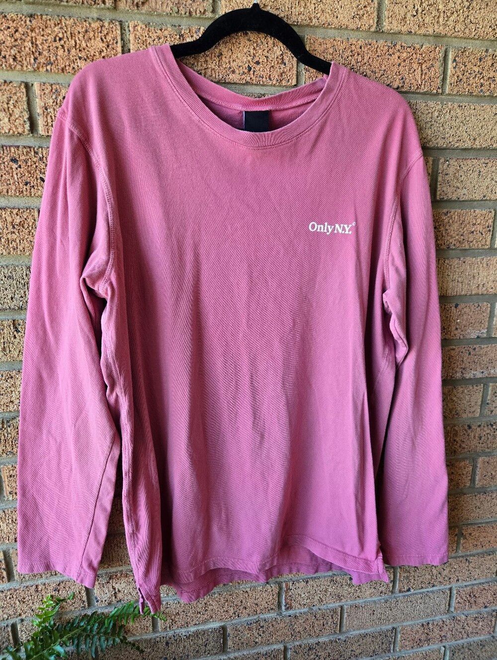 Only NY Classic Logo Long Sleeve Streetwear Tee Faded Pink XL